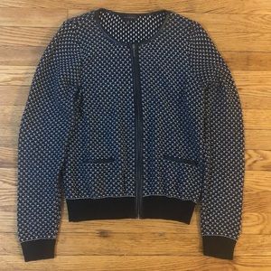 The Limited Leather Trim Full Zip Sweater Jacket